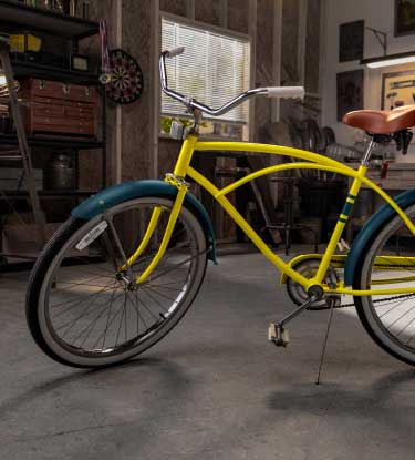Vintage bicycle painted yellow