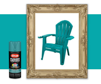 Blue chair with Krylon spray can.