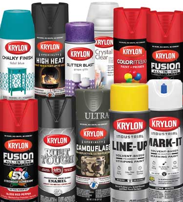 assortment of Krylon spray paint cans