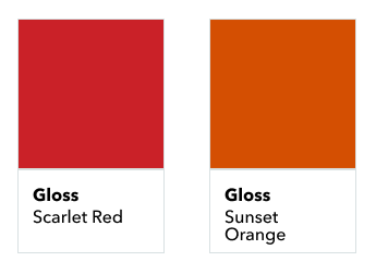 Krylon Scarlet Red and Sunset Orange Color Swatches