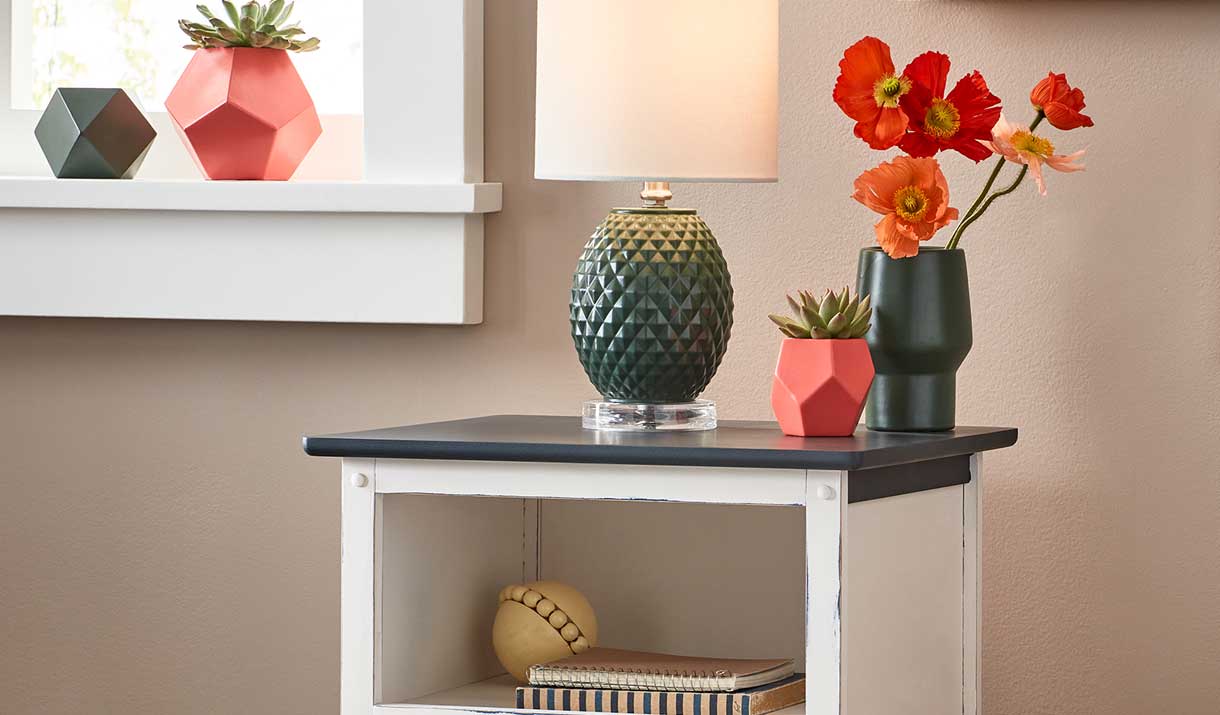 Nightstand with chalky finish