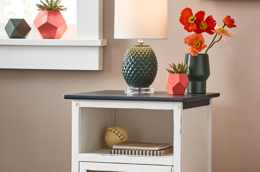 Nightstand with chalky finish