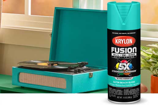 Krylon Fusion Beach Glass Spray can and stereo