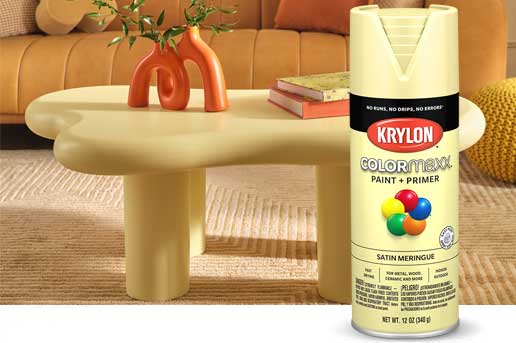 Krylon Fusion Meringue Spray can and coffee table