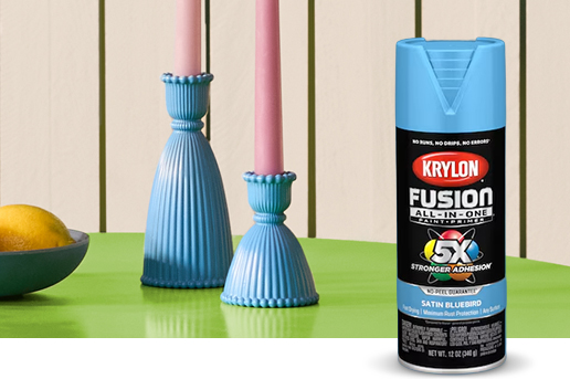 Krylon Fusion Bluebird can with candlesticks