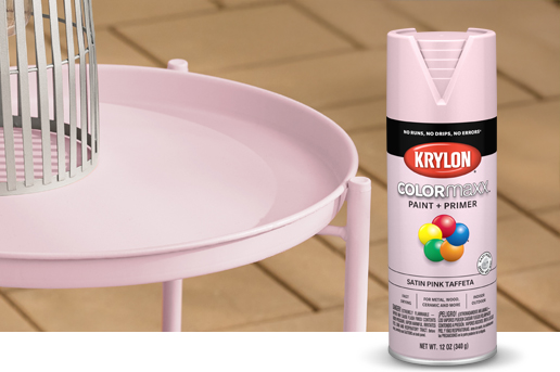 Krylon Fusion Pink Taffeta Spray can with table