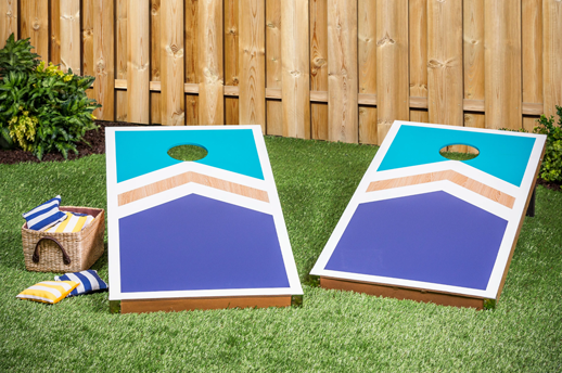 Cornhole boards painted with Krylon Fusion Spray paint
