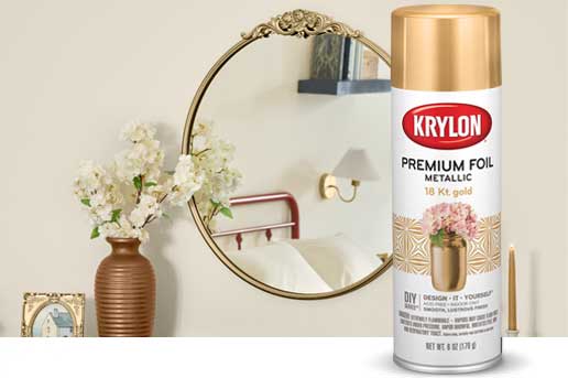 Krylon Fusion 18kt. gold sprayed on a mirror and picture frame