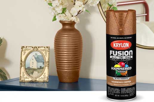 Krylon Fusion hammered copper on a vase