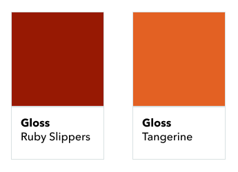 Krylon Ruby Slippers and Tangerine swatches