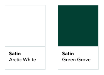 Krylon Arctic White and Green Grove color swatches