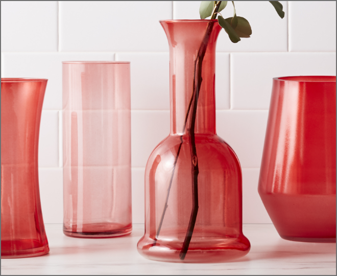 glass vases painted red