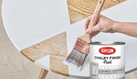 Krylon Brush-On Chalky Finish Paint used to finish a table