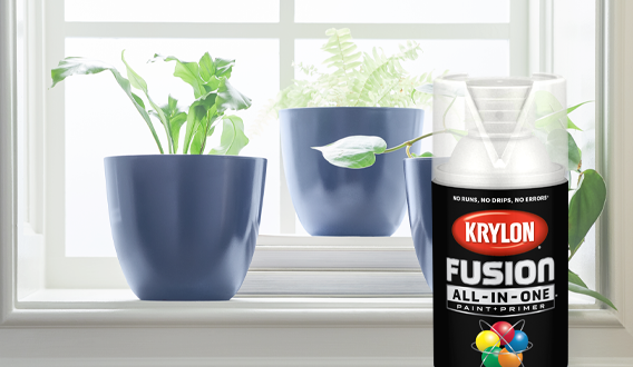 plant pots painted with Krylon Fusion clear spray paint