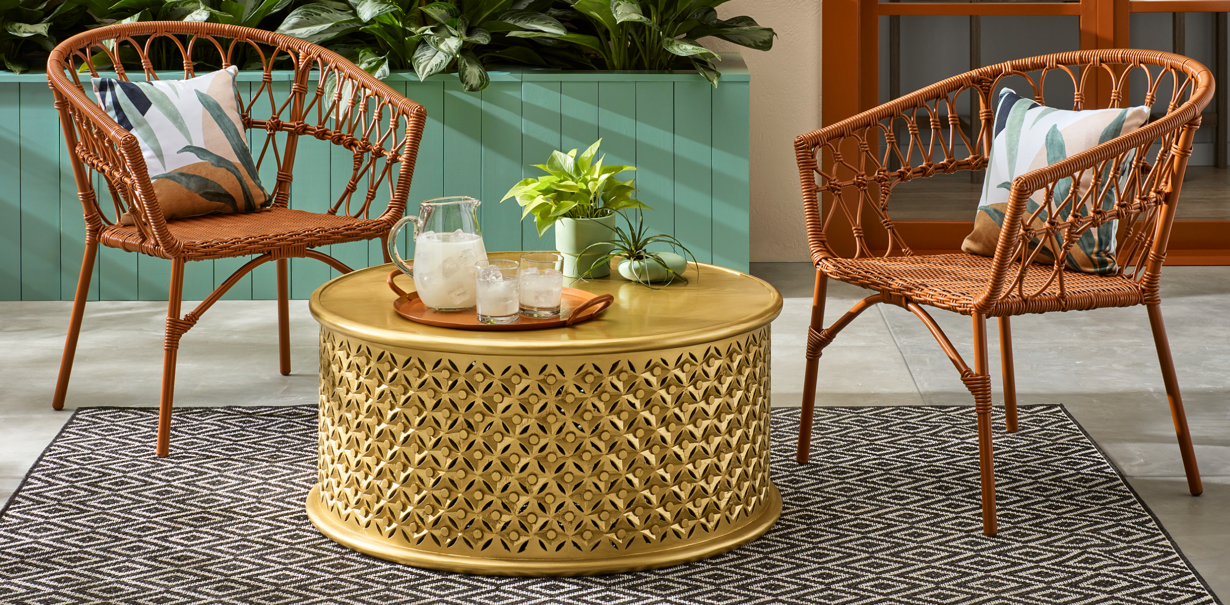 coffee table finished in metallic paint