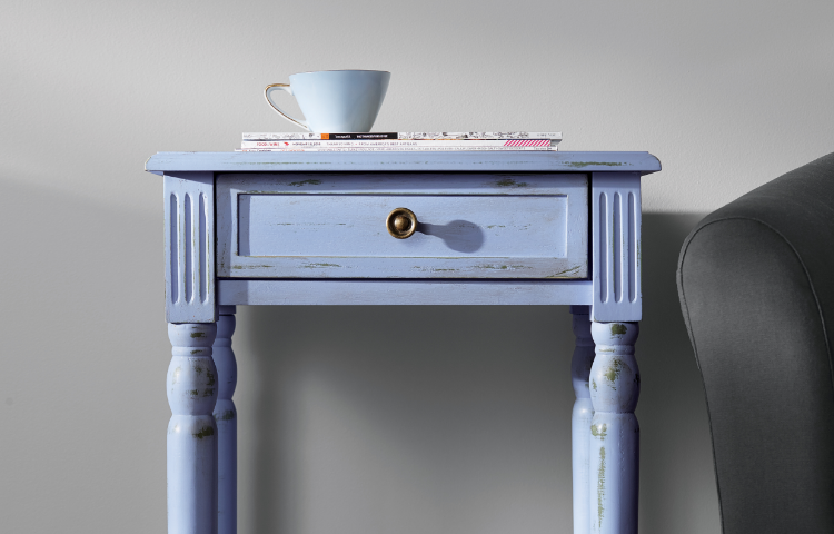 Nightstand with chalky finish