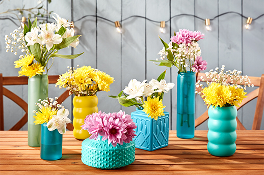 Painted Candle Jars with Flowers.