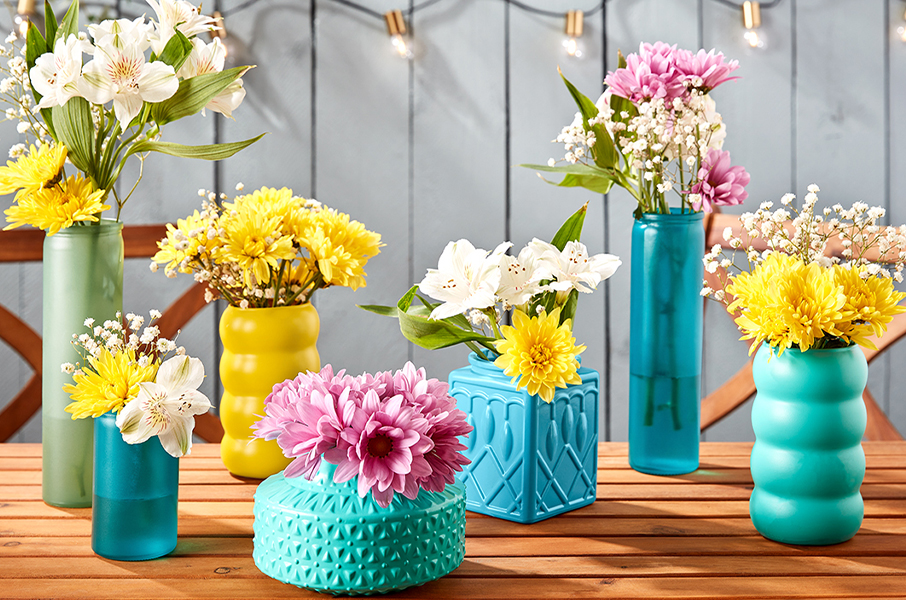 Painted Candle Jars with Flowers.