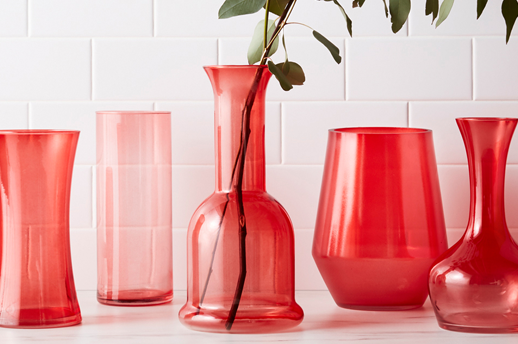 glass vases painted red