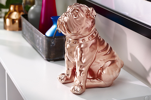 Rose Gold painted Pug
