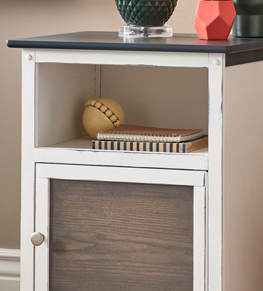 Nightstand with chalky finish